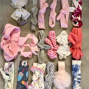 Assorted Kids Headbands Set - Pink, Gray, White